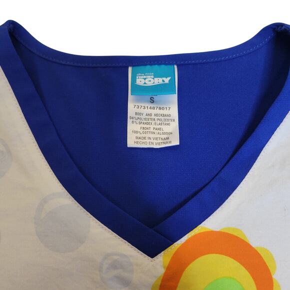 Cherokee Tooniforms Small Finding Dory Print V-Neck Scrub Top Nursing Nemo GUC - Picture 3 of 5